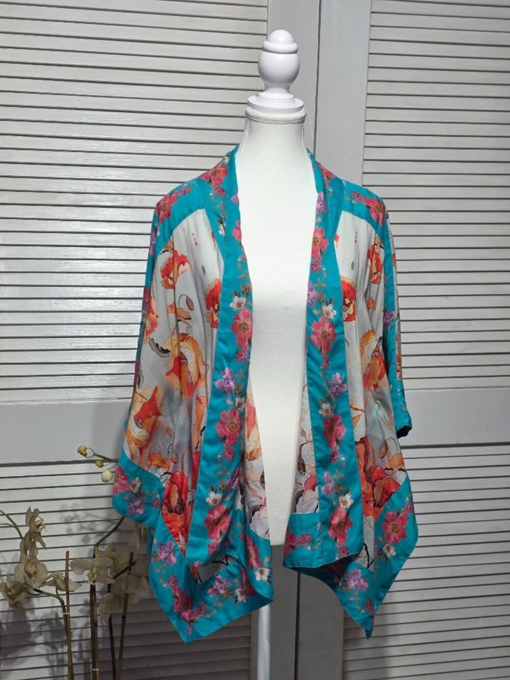 NWT Soft Surroundings Women's Floral Lightweight Open Front Kimono Sz L XL 3881
